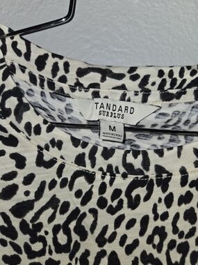 Women's Black & White Short Sleeve Tee - Leopard Print
